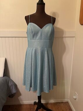 Sparkle Lace-Up Back Blue Party Dress